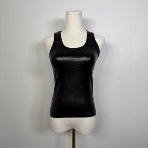 Galita Shiny Black Cotton Tank Top - One Size